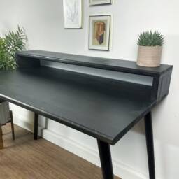 Bespoke Handmade Wooden Table/Desk. 120 X 60cm Industrial, Tapered Legs. Dark, Two Tire, Shelf, Monitors Stand, Computer Desk, Solid Wood - thumbnail 3