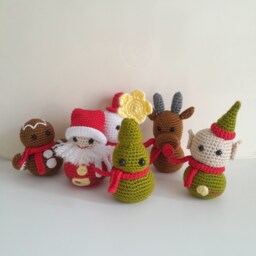 Amigurumi Christmas Set -Christmas Tree -Handmade Gift Decor - Kids Gift Animal Natural Toy - thumbnail 2