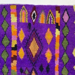 Purple Moroccan Berber Rug Handmade Lamb Wool Beni Ourain Rug - thumbnail 4