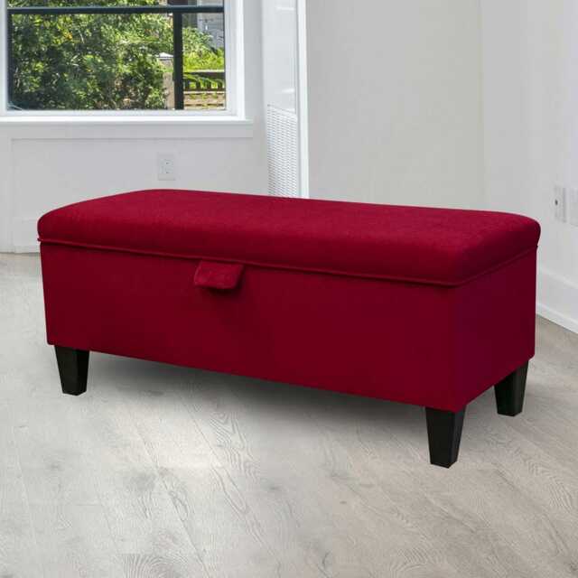Storage Bench Stool in Notting Hill Plain Wine Velvet Fabric - Handmade Britain - image 1