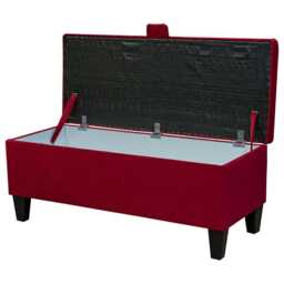 Storage Bench Stool in Notting Hill Plain Wine Velvet Fabric - Handmade Britain - thumbnail 3