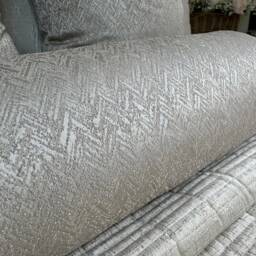 "Taupe Gold Bolster Cushion Cover - Bella Herringbone Designer Fabric 16""x6" - thumbnail 3