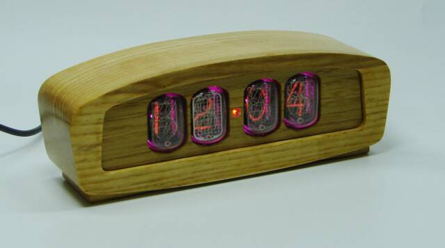 Wooden Nixie Tube Clock - In12 Tube, Rgb Backlight - image 1
