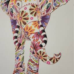 Elephant Art - Colorful Wall Decal Perfect Gift - thumbnail 3