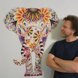 Elephant Art - Colorful Wall Decal Perfect Gift - thumbnail 4