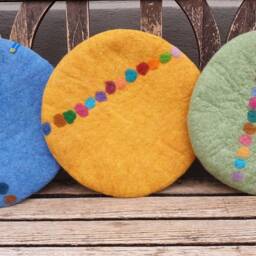Felt Cushion, With Coloured Dots in A Line - thumbnail 3