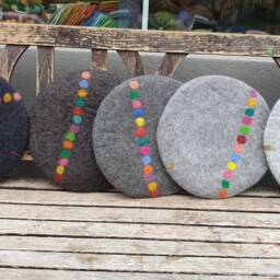 Felt Cushion, With Coloured Dots in A Line - thumbnail 4