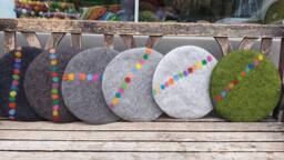 Felt Cushion, With Coloured Dots in A Line - thumbnail 1