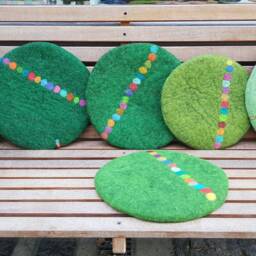 Felt Cushion, With Coloured Dots in A Line - thumbnail 2