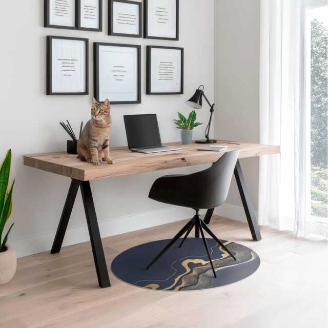 Waves Of Abstraction Desk Chair Mat, Navy Computer Office Gaming Floor Protector - image 1