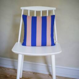 Patchwork Stripe Pillow Blue/Rose - thumbnail 4