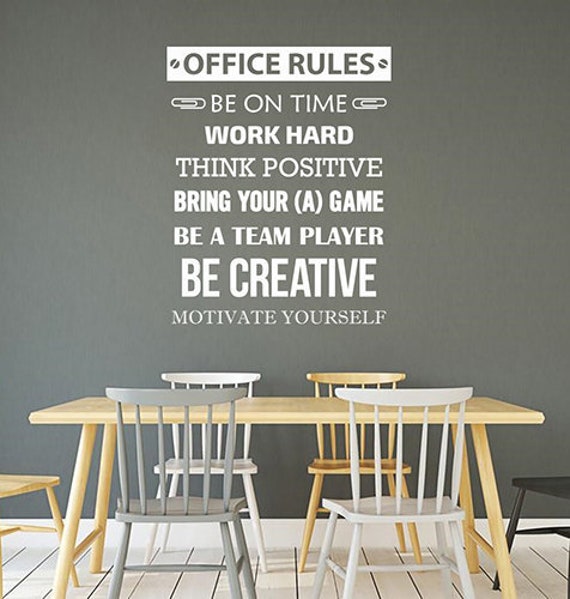 Office Rules Wall Decal Vinyl Sticker Work Business Success Teamwork Inspirational Quote Job Motivational Saying Art Cabinet Door Decor 23Qs - image 1