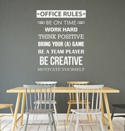 Office Rules Wall Decal Vinyl Sticker Work Business Success Teamwork Inspirational Quote Job Motivational Saying Art Cabinet Door Decor 23Qs - thumbnail 1