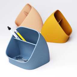Ribbed Desk Organiser - Two Section Pen & Stationery Tidy - thumbnail 1