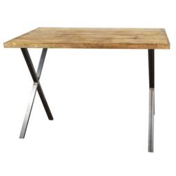 Handmade Reclaimed Wood Bar Table Rustic Industrial Kitchen Table With Steel X Legs - thumbnail 3