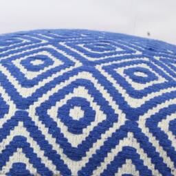 Geometric Throw Pillow Cover Royal Blue & Grey, Textured Cotton - thumbnail 3