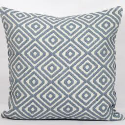 Geometric Throw Pillow Cover Royal Blue & Grey, Textured Cotton - thumbnail 4