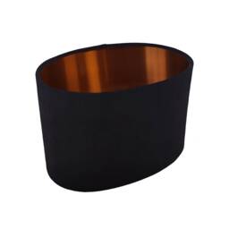 Black Oval Lampshade in Velvet With Copper Lining