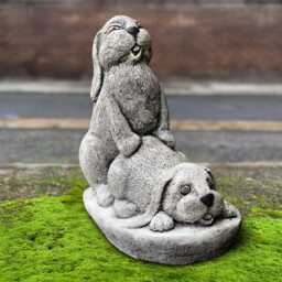 Funny Pair Rabbit Sculpture Concrete Bunny Figurine Outdoor Animal Cement Pet Ornament Handmade Decor Rabbit Lover Gift - thumbnail 4