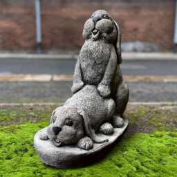 Funny Pair Rabbit Sculpture Concrete Bunny Figurine Outdoor Animal Cement Pet Ornament Handmade Decor Rabbit Lover Gift - thumbnail 3