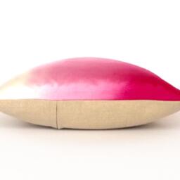 Hot Pink Ombre Silk & Natural Linen Luxurious Handmade Square Cushion - Various Sizes Hand-Dyed - thumbnail 2