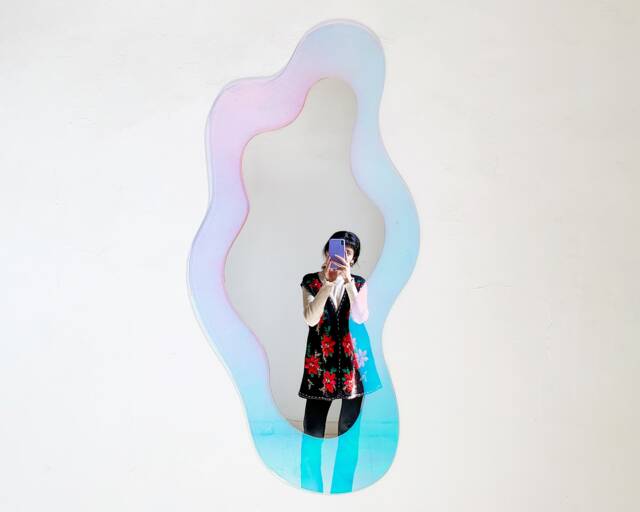 Wiggly Life Reflector Mirror - Full Body Wavy Acrylic Wiggly Amorphic Retro Object - image 1