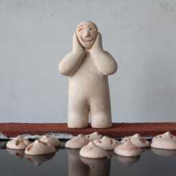 Person With Masks - Ceramic Figurine For Therapy & Sandtray - thumbnail 2