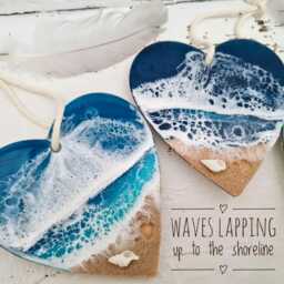 Cute Pawprint Ocean Hearts, Personalised Dog Gifts For Owners, Heart, Beach Hanging Heart Decoration, Resin Art - thumbnail 2