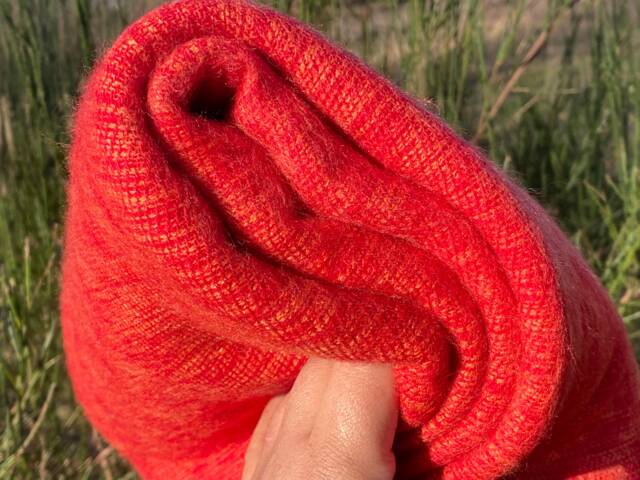 Handmade Vermilion Yak Wool Blend Blanket Oversized Meditation Shawl - image 1
