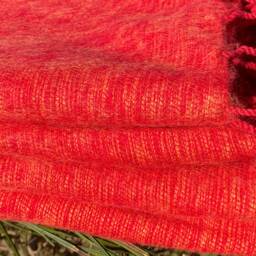 Handmade Vermilion Yak Wool Blend Blanket Oversized Meditation Shawl - thumbnail 4