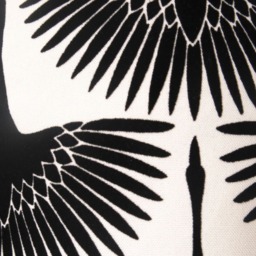 Cut Velvet Bird Flock Pillow Cover - Black Mid Century Modern Decorative Throw - thumbnail 3