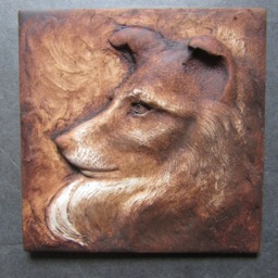 Sheltie Dog Relief Sculpture 6 X6 Inch Art - thumbnail 3