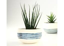 Handmade Ceramic Planter. Minimalist Porcelain Cactus Succulent White Blue Wedding Serving Bowl Design By Conceptstudio - thumbnail 1