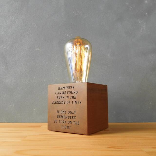 Personalized Walnut Wood Table Lamp Engraved Cube Award, Corporate Gifts With Logo - image 1