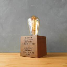 Personalized Walnut Wood Table Lamp Engraved Cube Award, Corporate Gifts With Logo - thumbnail 1