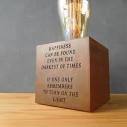 Personalized Walnut Wood Table Lamp Engraved Cube Award, Corporate Gifts With Logo - thumbnail 3