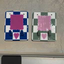 Custom Wall-Mounted Photo Frame With Hooks - Heart & Checkerboard Design Made To Order Handmade - thumbnail 3