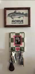 Custom Wall-Mounted Photo Frame With Hooks - Heart & Checkerboard Design Made To Order Handmade