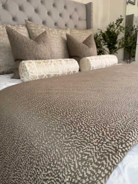 Brown Gold Bed Runner - Textured Luxury Scarf Or Throw For Double/King Size Elegant Bedroom Decor Ontario Mole Fabric Ashley Wilde - image 1