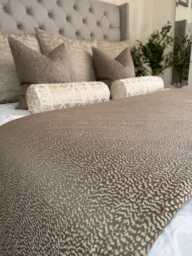 Brown Gold Bed Runner - Textured Luxury Scarf Or Throw For Double/King Size Elegant Bedroom Decor Ontario Mole Fabric Ashley Wilde - thumbnail 1