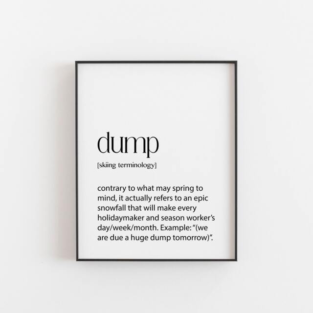 Ski Poster - Gift, Skier Snowboarding Print, Dump Definition, Printable Decor, Snowboarder Home - image 1