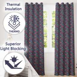 Vibrant Sea Life Seamless Pattern Tropical Fish Coral Reef Design Readymade Eyelet Ring Top Thermal 100% Blackout Curtains - thumbnail 3