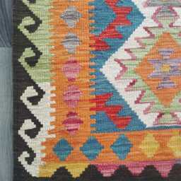 Kilim Rug Multicolour, Handmade Artisan Afghan Turkish Persian Rug, Navajo Moroccan Bohemian Flatweave, Natural Wool Dhurrie 121x78 cm - thumbnail 2