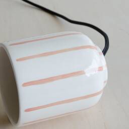 Handmade Hanging Lamp Stripe Peach - Hanging For Kitchen Island Earthenware Ceramics Desk Dining Table - thumbnail 3