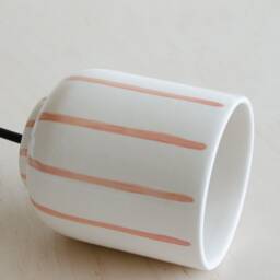 Handmade Hanging Lamp Stripe Peach - Hanging For Kitchen Island Earthenware Ceramics Desk Dining Table - thumbnail 2