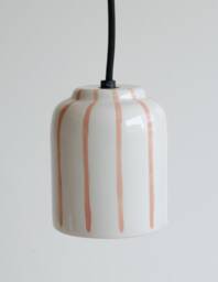 Handmade Hanging Lamp Stripe Peach - Hanging For Kitchen Island Earthenware Ceramics Desk Dining Table - thumbnail 1