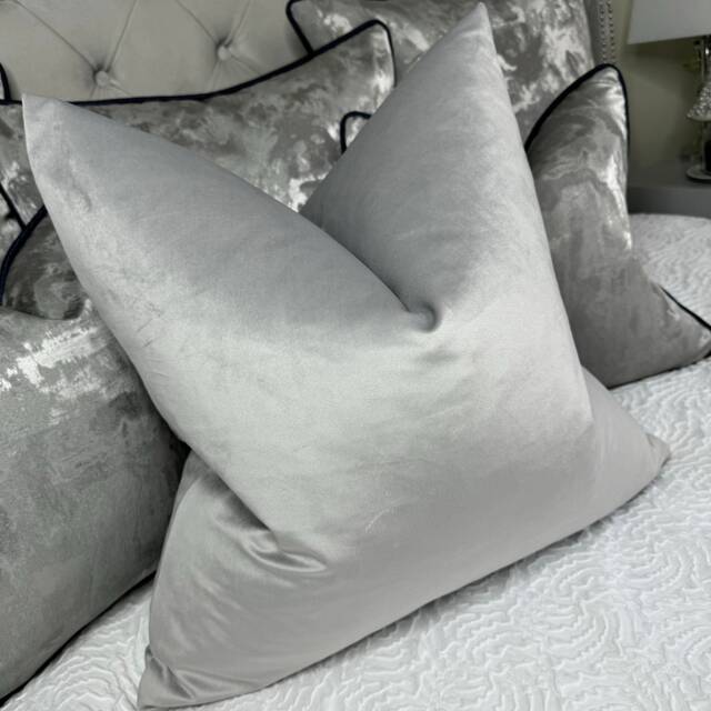 Velvet Pillow Cover, High Quality Cotton Polyester - Velvet, Plain Silver Cushion Soft Touch Cover Double Sided Bed - image 1