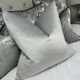 Velvet Pillow Cover, High Quality Cotton Polyester - Velvet, Plain Silver Cushion Soft Touch Cover Double Sided Bed
