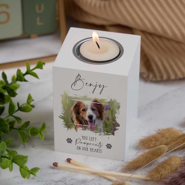 Personalised Remembrance Pet Memorial Photo Candle Tealight Holder - image 1