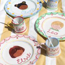 Personalised Children's Plate With Name & Portrait. Stars. Handpainted Ceramic. Birthday Gift. Nursery Wall Art - thumbnail 2